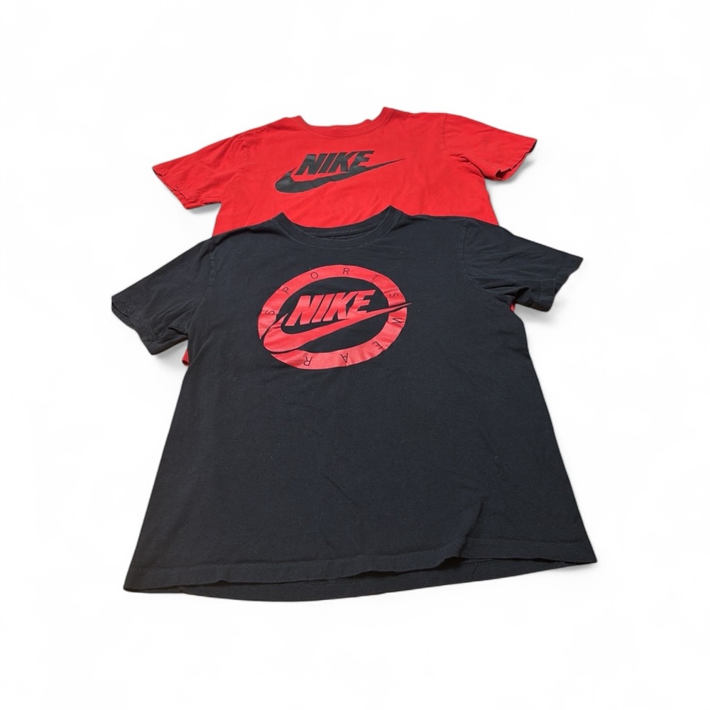 Two Nike Men’s Tee Shirts with Red and Black Logos